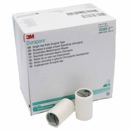 3M Durapore Medical Tape, White, 2 Inch X 1-1/2 Yard, Silk-Like Cloth, NonSterile, 50PK 1538S-2